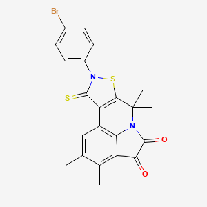 molecular formula C22H17BrN2O2S2 B11498297 9-(4-bromophenyl)-2,3,7,7-tetramethyl-10-thioxo-9,10-dihydro-7H-isothiazolo[5,4-c]pyrrolo[3,2,1-ij]quinoline-4,5-dione 