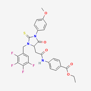 Ethyl 4-({[1-(4-methoxyphenyl)-5-oxo-3-(2,3,4,5-tetrafluorobenzyl)-2-thioxoimidazolidin-4-yl]acetyl}amino)benzoate