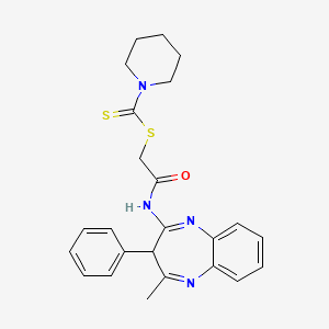 2-[(4-methyl-3-phenyl-3H-1,5-benzodiazepin-2-yl)amino]-2-oxoethyl piperidine-1-carbodithioate