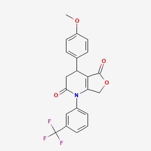 molecular formula C21H16F3NO4 B11498371 4-(4-methoxyphenyl)-1-[3-(trifluoromethyl)phenyl]-4,7-dihydrofuro[3,4-b]pyridine-2,5(1H,3H)-dione 