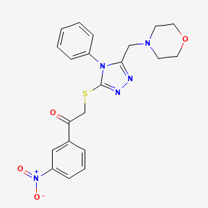 molecular formula C21H21N5O4S B11498380 2-{[5-(morpholin-4-ylmethyl)-4-phenyl-4H-1,2,4-triazol-3-yl]sulfanyl}-1-(3-nitrophenyl)ethanone 