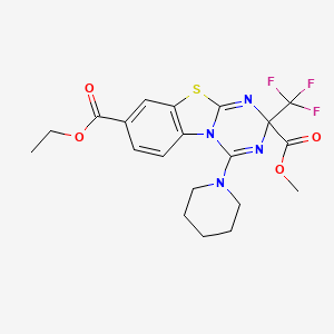 8-ethyl 2-methyl 4-piperidino-2-(trifluoromethyl)-2H-[1,3,5]triazino[2,1-b][1,3]benzothiazole-2,8-dicarboxylate