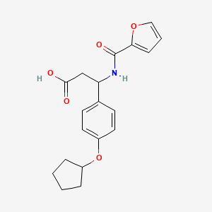 molecular formula C19H21NO5 B11498411 Propionic acid, 3-(4-cyclopentyloxyphenyl)-3-[(furan-2-carbonyl)amino]- 