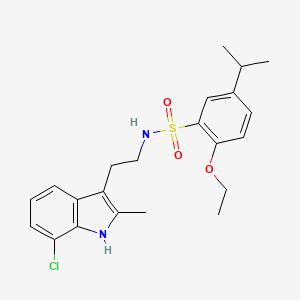 molecular formula C22H27ClN2O3S B11498419 N-[2-(7-chloro-2-methyl-1H-indol-3-yl)ethyl]-2-ethoxy-5-(propan-2-yl)benzenesulfonamide 