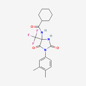 N-[1-(3,4-dimethylphenyl)-2,5-dioxo-4-(trifluoromethyl)imidazolidin-4-yl]cyclohexanecarboxamide