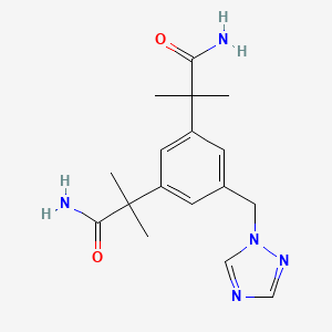 Anastrozole Impurity (alfa1, alfa1, alfa3, alfa3-Tetramethyl-5-(1H-1,2,4-triazol-1-ylmethyl)-1,3-Benzenediacetamide)