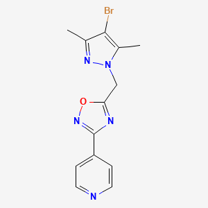 molecular formula C13H12BrN5O B11498478 4-{5-[(4-bromo-3,5-dimethyl-1H-pyrazol-1-yl)methyl]-1,2,4-oxadiazol-3-yl}pyridine 