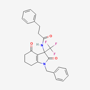 N-[1-benzyl-2,4-dioxo-3-(trifluoromethyl)-2,3,4,5,6,7-hexahydro-1H-indol-3-yl]-3-phenylpropanamide