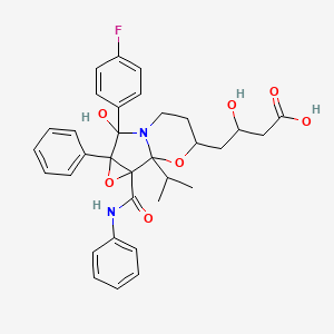 4-[5-(4-Fluorophenyl)-5-hydroxy-4-phenyl-2-(phenylcarbamoyl)-1-propan-2-yl-3,10-dioxa-6-azatricyclo[4.4.0.02,4]decan-9-yl]-3-hydroxybutanoic acid