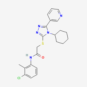 molecular formula C22H24ClN5OS B11498506 N-(3-chloro-2-methylphenyl)-2-{[4-cyclohexyl-5-(pyridin-3-yl)-4H-1,2,4-triazol-3-yl]sulfanyl}acetamide 