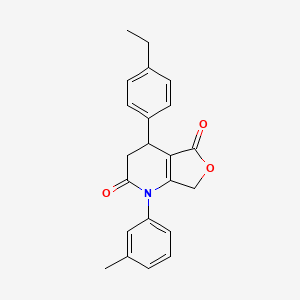 molecular formula C22H21NO3 B11498534 4-(4-ethylphenyl)-1-(3-methylphenyl)-4,7-dihydrofuro[3,4-b]pyridine-2,5(1H,3H)-dione 