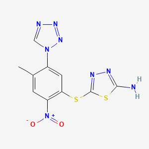 molecular formula C10H8N8O2S2 B11498540 5-{[4-methyl-2-nitro-5-(1H-tetrazol-1-yl)phenyl]sulfanyl}-1,3,4-thiadiazol-2-amine 