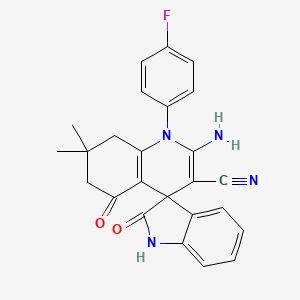 2'-Amino-1'-(4-fluorophenyl)-7',7'-dimethyl-2,5'-dioxo-1,2,5',6',7',8'-hexahydro-1'{H}-spiro[indole-3,4'-quinoline]-3'-carbonitrile