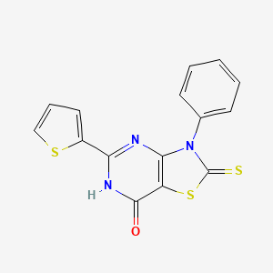 molecular formula C15H9N3OS3 B11498555 3-phenyl-5-(thiophen-2-yl)-2-thioxo-2,3-dihydro[1,3]thiazolo[4,5-d]pyrimidin-7(6H)-one 