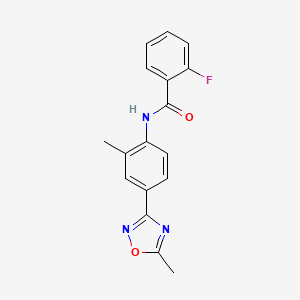 2-fluoro-N-[2-methyl-4-(5-methyl-1,2,4-oxadiazol-3-yl)phenyl]benzamide