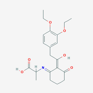 molecular formula C21H27NO6 B11498561 N-{2-[(3,4-diethoxyphenyl)acetyl]-3-oxocyclohex-1-en-1-yl}alanine 