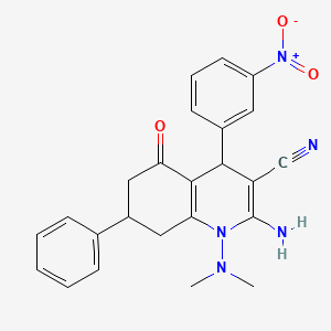 molecular formula C24H23N5O3 B11498577 2-Amino-1-(dimethylamino)-4-(3-nitrophenyl)-5-oxo-7-phenyl-1,4,5,6,7,8-hexahydroquinoline-3-carbonitrile 