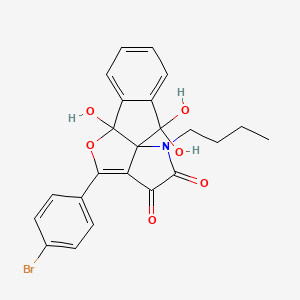 molecular formula C23H20BrNO6 B11498594 11-(4-bromophenyl)-15-butyl-2,2,9-trihydroxy-10-oxa-15-azatetracyclo[7.6.0.01,12.03,8]pentadeca-3,5,7,11-tetraene-13,14-dione 