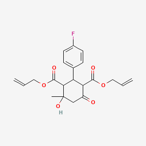 molecular formula C21H23FO6 B11498602 Diprop-2-en-1-yl 2-(4-fluorophenyl)-4-hydroxy-4-methyl-6-oxocyclohexane-1,3-dicarboxylate 