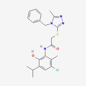 2-[(4-benzyl-5-methyl-4H-1,2,4-triazol-3-yl)sulfanyl]-N-[3-chloro-6-hydroxy-2-methyl-5-(propan-2-yl)phenyl]acetamide