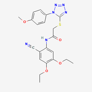 molecular formula C21H22N6O4S B11498644 N-(2-cyano-4,5-diethoxyphenyl)-2-{[1-(4-methoxyphenyl)-1H-tetrazol-5-yl]thio}acetamide 