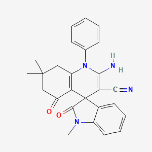 2'-amino-1,7',7'-trimethyl-2,5'-dioxo-1'-phenyl-1,2,5',6',7',8'-hexahydro-1'H-spiro[indole-3,4'-quinoline]-3'-carbonitrile