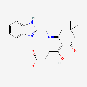 molecular formula C21H25N3O4 B11498670 Methyl 4-(2-{[(1H-1,3-benzodiazol-2-YL)methyl]amino}-4,4-dimethyl-6-oxocyclohex-1-EN-1-YL)-4-oxobutanoate 