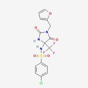 4-chloro-N-[1-(furan-2-ylmethyl)-2,5-dioxo-4-(trifluoromethyl)imidazolidin-4-yl]benzenesulfonamide