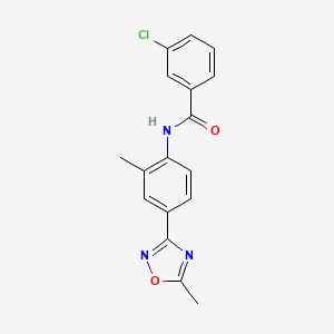 molecular formula C17H14ClN3O2 B11498751 3-chloro-N-[2-methyl-4-(5-methyl-1,2,4-oxadiazol-3-yl)phenyl]benzamide 