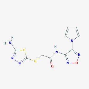 molecular formula C10H9N7O2S2 B11498757 2-[(5-amino-1,3,4-thiadiazol-2-yl)sulfanyl]-N-[4-(1H-pyrrol-1-yl)-1,2,5-oxadiazol-3-yl]acetamide CAS No. 696649-47-5