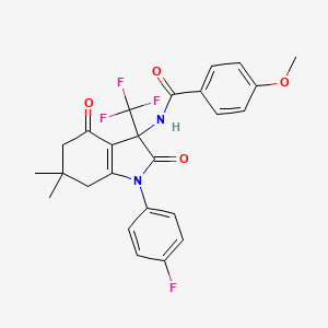 molecular formula C25H22F4N2O4 B11498772 N-[1-(4-fluorophenyl)-6,6-dimethyl-2,4-dioxo-3-(trifluoromethyl)-2,3,4,5,6,7-hexahydro-1H-indol-3-yl]-4-methoxybenzamide 