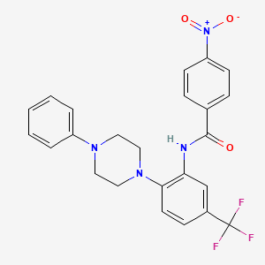 molecular formula C24H21F3N4O3 B11498774 4-nitro-N-[2-(4-phenylpiperazin-1-yl)-5-(trifluoromethyl)phenyl]benzamide 