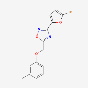 molecular formula C14H11BrN2O3 B11498788 3-(5-Bromofuran-2-yl)-5-[(3-methylphenoxy)methyl]-1,2,4-oxadiazole 