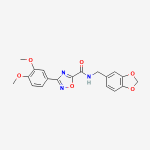 molecular formula C19H17N3O6 B11498811 N-(1,3-benzodioxol-5-ylmethyl)-3-(3,4-dimethoxyphenyl)-1,2,4-oxadiazole-5-carboxamide 