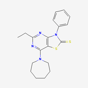 molecular formula C19H22N4S2 B11498827 7-(azepan-1-yl)-5-ethyl-3-phenyl[1,3]thiazolo[4,5-d]pyrimidine-2(3H)-thione 