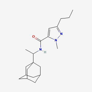 molecular formula C20H31N3O B11498833 1H-Pyrazole-5-carboxamide, 1-methyl-3-propyl-N-(1-tricyclo[3.3.1.1(3,7)]dec-1-ylethyl)- 