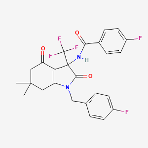 4-fluoro-N-[1-(4-fluorobenzyl)-6,6-dimethyl-2,4-dioxo-3-(trifluoromethyl)-2,3,4,5,6,7-hexahydro-1H-indol-3-yl]benzamide