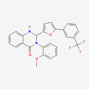 molecular formula C26H19F3N2O3 B11498860 3-(2-methoxyphenyl)-2-{5-[3-(trifluoromethyl)phenyl]furan-2-yl}-2,3-dihydroquinazolin-4(1H)-one 