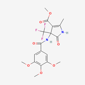 molecular formula C18H19F3N2O7 B11498885 methyl 2-methyl-5-oxo-4-(trifluoromethyl)-4-{[(3,4,5-trimethoxyphenyl)carbonyl]amino}-4,5-dihydro-1H-pyrrole-3-carboxylate 