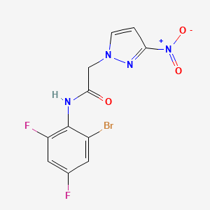 molecular formula C11H7BrF2N4O3 B11498898 N-(2-bromo-4,6-difluorophenyl)-2-(3-nitro-1H-pyrazol-1-yl)acetamide 