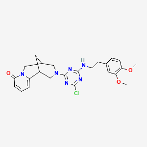 molecular formula C24H27ClN6O3 B11498904 3-(4-chloro-6-{[2-(3,4-dimethoxyphenyl)ethyl]amino}-1,3,5-triazin-2-yl)-1,2,3,4,5,6-hexahydro-8H-1,5-methanopyrido[1,2-a][1,5]diazocin-8-one 