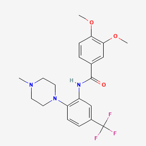 molecular formula C21H24F3N3O3 B11499009 3,4-dimethoxy-N-[2-(4-methylpiperazin-1-yl)-5-(trifluoromethyl)phenyl]benzamide 