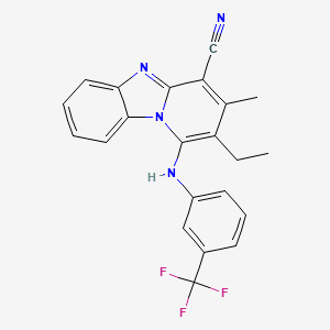 molecular formula C22H17F3N4 B11499026 2-Ethyl-3-methyl-1-{[3-(trifluoromethyl)phenyl]amino}pyrido[1,2-a]benzimidazole-4-carbonitrile 