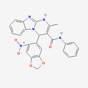 molecular formula C25H19N5O5 B11499029 2-methyl-4-(6-nitro-1,3-benzodioxol-5-yl)-N-phenyl-1,4-dihydropyrimido[1,2-a]benzimidazole-3-carboxamide 