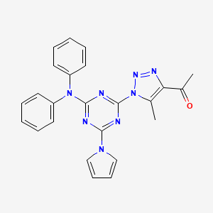 molecular formula C24H20N8O B11499069 1-{1-[4-(diphenylamino)-6-(1H-pyrrol-1-yl)-1,3,5-triazin-2-yl]-5-methyl-1H-1,2,3-triazol-4-yl}ethanone 