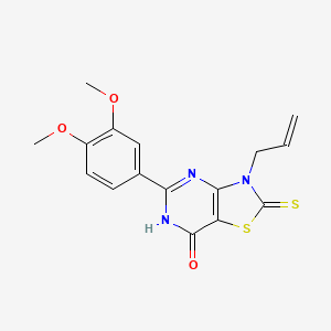 molecular formula C16H15N3O3S2 B11499070 5-(3,4-dimethoxyphenyl)-3-(prop-2-en-1-yl)-2-thioxo-2,3-dihydro[1,3]thiazolo[4,5-d]pyrimidin-7(6H)-one 