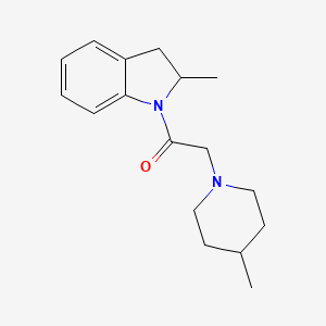 molecular formula C17H24N2O B11499087 1H-Indole, 2,3-dihydro-2-methyl-1-[2-(4-methyl-1-piperidinyl)acetyl]- 