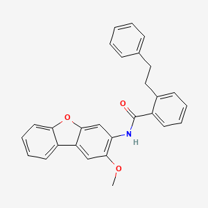 molecular formula C28H23NO3 B11499095 N-(2-methoxydibenzo[b,d]furan-3-yl)-2-(2-phenylethyl)benzamide 