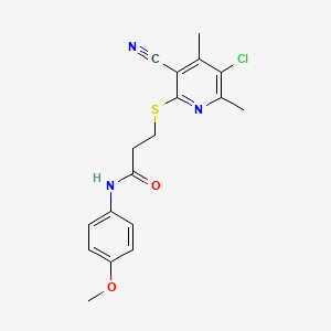 molecular formula C18H18ClN3O2S B11499118 3-[(5-chloro-3-cyano-4,6-dimethylpyridin-2-yl)sulfanyl]-N-(4-methoxyphenyl)propanamide 