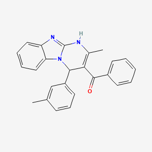 molecular formula C25H21N3O B11499120 [2-Methyl-4-(3-methylphenyl)-1,4-dihydropyrimido[1,2-a]benzimidazol-3-yl](phenyl)methanone 